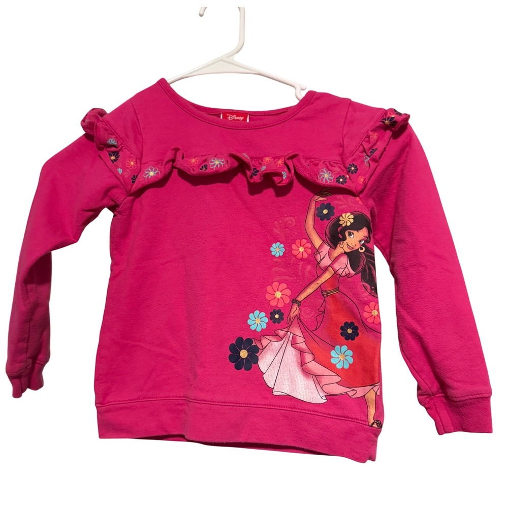 Y2K Disney Princess Elena of Avalor Pink Long Sleeve Ruffle Shirt size girls 6